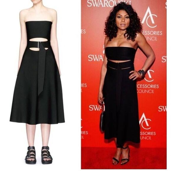 Alexander Wang Strapless Cut Out Bandage Midi Dress - Picture 1 of 5